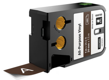 Dymo XTL All Purpose Vinyl Tape - White on Brown