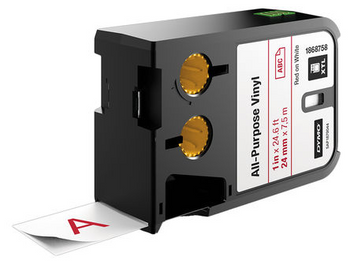 Dymo XTL All Purpose Vinyl Tape - Red on White