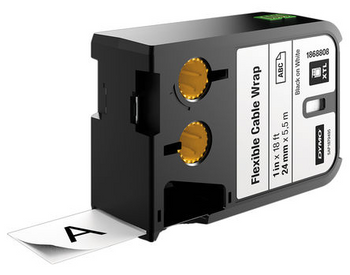 Dymo XTL Flexible Cable Wrap Labels Black on White 24mm 1868808