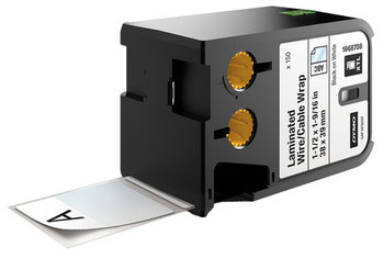 Dymo XTL Laminated Cable Wrap Labels Black on White 38x39mm 1868708