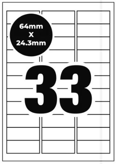 A4 Printer Labels 33 Up