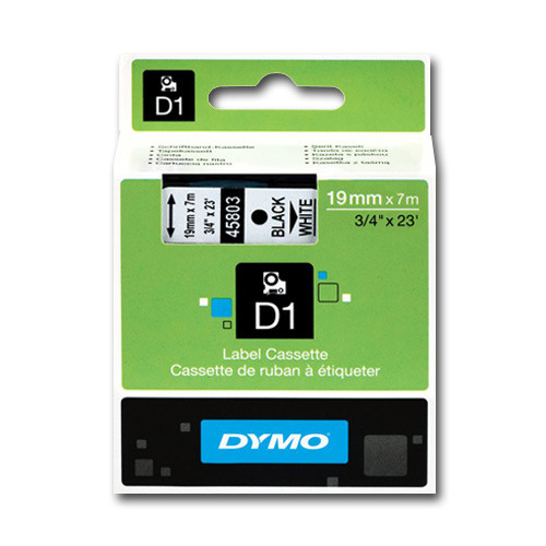 Dymo LabelManager D1 Tape 45803  19MM X 7M Black on White S0720830
