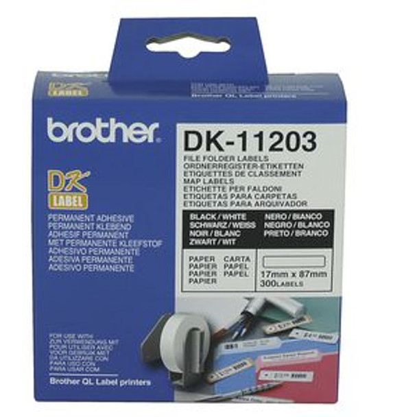 Brother DK-11203 File Folder Labels 17 x 87mm Roll of 300 Labels
