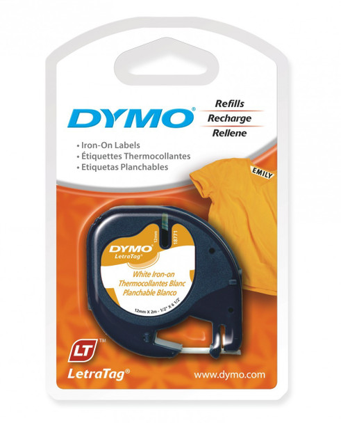 Dymo LetraTag Tape 18771 12MM X 2M White Iron-On