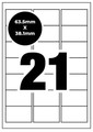 A4 Printer Labels - 21 Up per Page - Compatible with Avery L7160 - 63.5mm x 38.1mm - Pack/100 Sheets