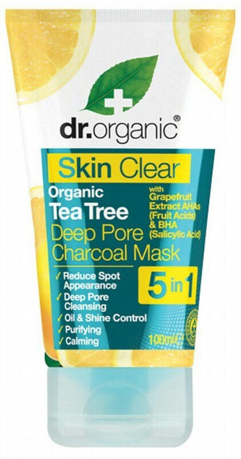 Dr Organic Deep Pore Charcoal Mask Skin Clear Organic Tea Tree 100ml Dr Organic Green