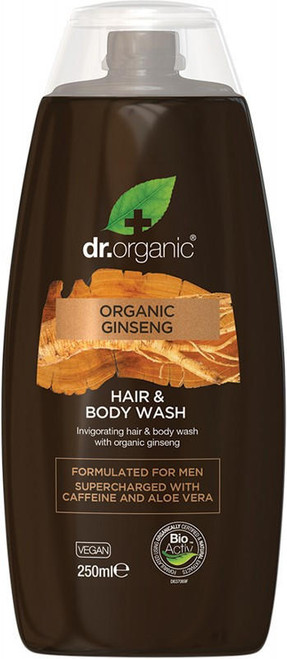Dr Organic Mens Hair and Body Wash Organic Ginseng 250ml