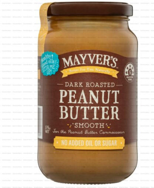 Mayvers Mayvers Dark Peanut Butter Smooth 375g x 6