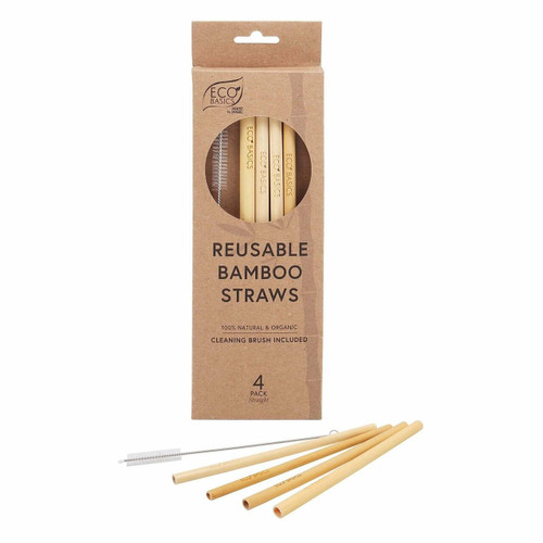 White Magic Reusable Bamboo Straws Brush 4 Packet x 6