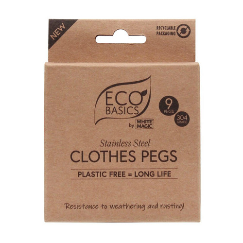 White Magic Eco Basics Clothes Pegs 9 Packet x 8