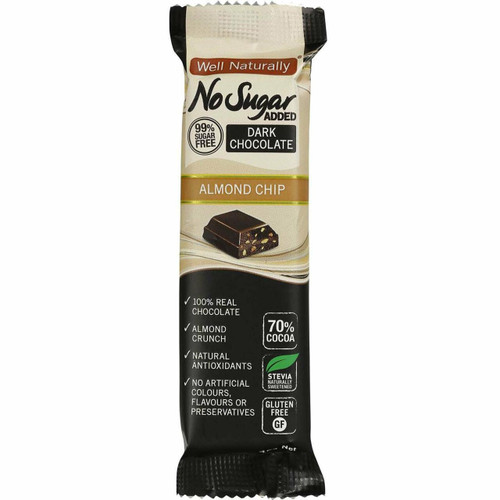 Well Naturally NSA Dark Chocolate Almond Chip 45g