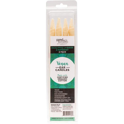 Harmonys Ear Candles Vegan Ear Candles Eucalyptus, Lavender and Peppermint x 4