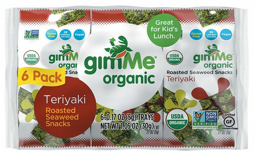 Gimme Roasted Seaweed Snacks Teriyaki 6 Packet 6x 5g