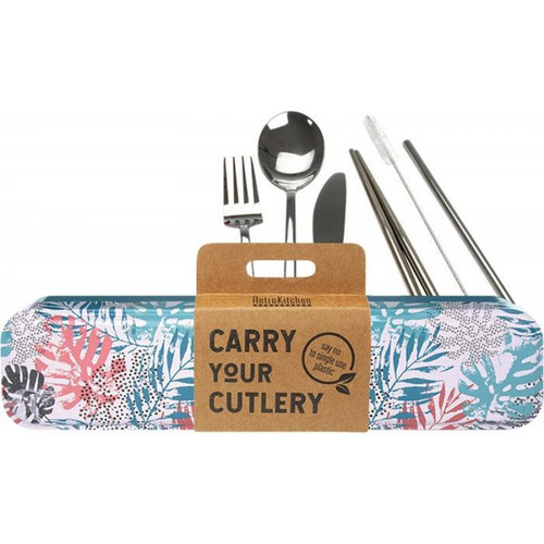 Retrokitchen Carry Your Cutlery Palm Fronds Stainless Steel Cutlery Set x 1