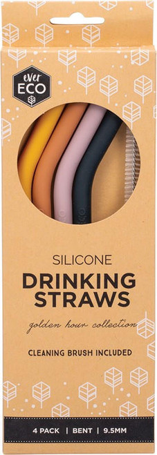 Ever Eco Silicone Straws Bent Golden Hour Collection x 4