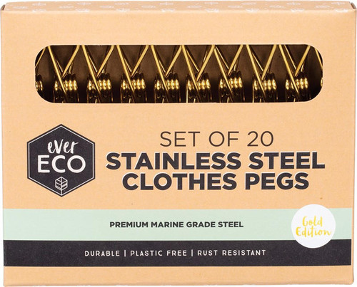 Ever Eco Stainless Steel Clothes Pegs Premium Marine Grade Gold x 20