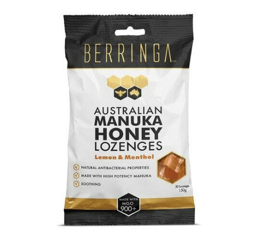 Berringa Honey Australia Manuka Honey Lozenges Lemon and Menthol 150g