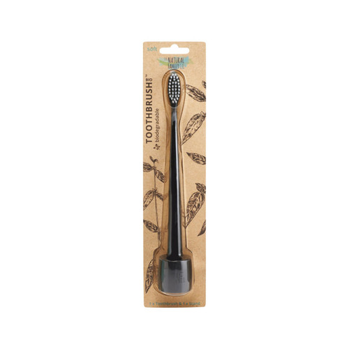 The Natural Family Co Bio Toothbrush Pirate Black with Stand