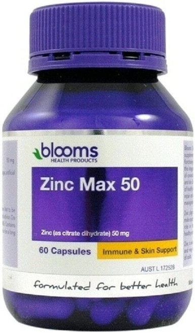 Blooms Zinc Max 50mg Elemental 60 Capsules