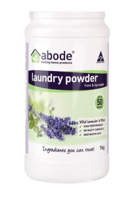 Abode Cleaning Products Abode Laundry Powder Front Top Wild Lavender and Mint 1kg