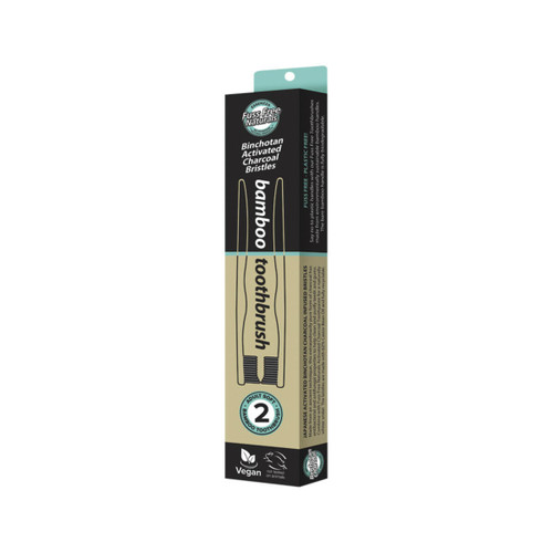Essenzza Bamboo Toothbrush with Activated Charcoal Bristles Soft 2 Pack