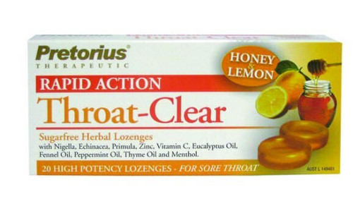 Pretorius Throat Clear Lozenges Honey Lemon 20 Packet