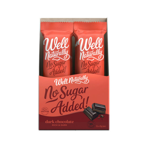 Well Naturally Well Nat NAS Bar Chocolate Dark Rich Dark 45g x 16 Display