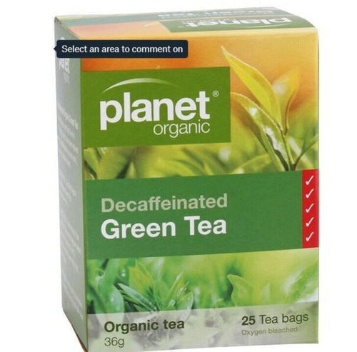 Planet Organic Decaf Green Tea Bags 25 Bags