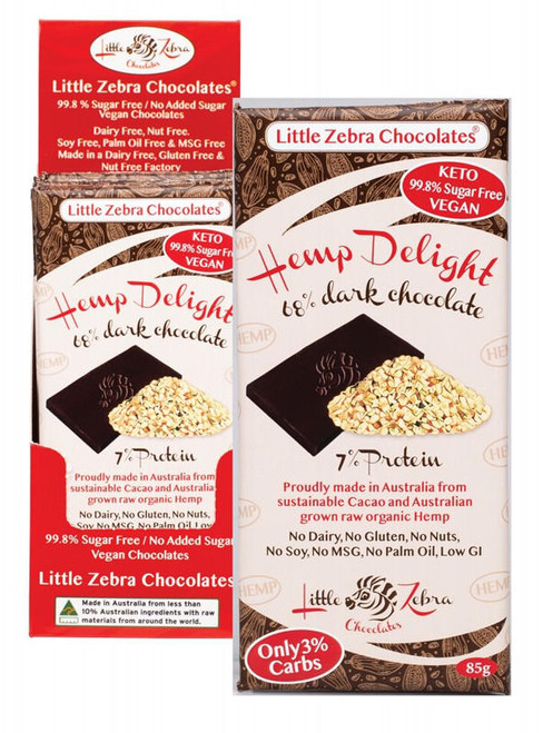  Little Zebra Chocolates Hemp Delight Dark Chocolate Dark 12x85g 