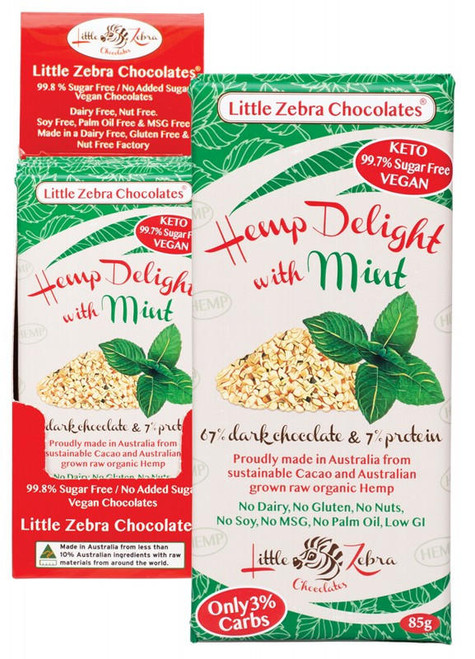  Little Zebra Chocolates Hemp Delight Dark Chocolate Mint 12x85g 