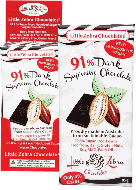  Little Zebra Chocolates Dark Chocolate Dark Supreme 91% 12x85g 