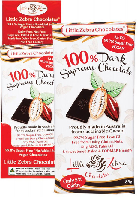  Little Zebra Chocolates Dark Chocolate Dark Supreme 100% 12x85g 