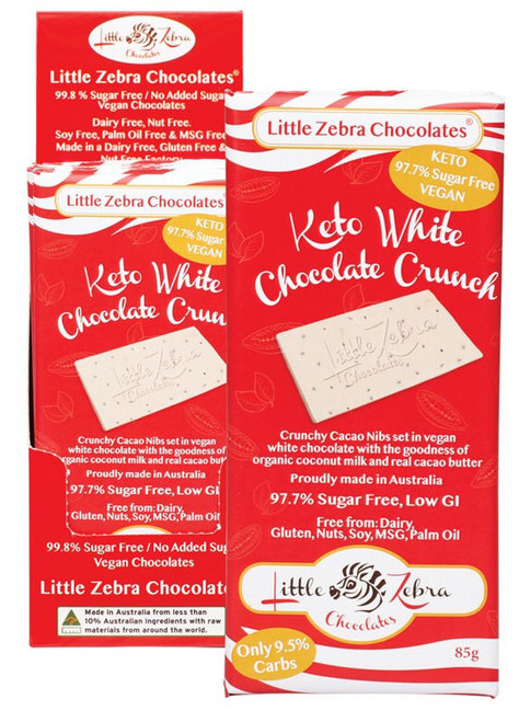  Little Zebra Chocolates Keto White Chocolate Crunch 12x85g 