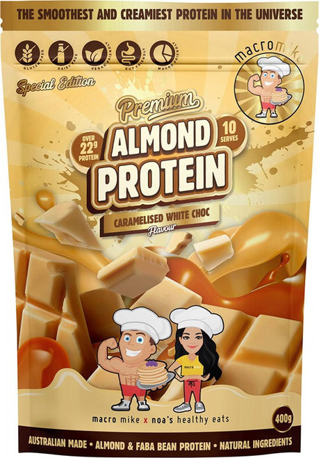  Macro Mike Premium Almond Protein Caramelised White Choc 400g 