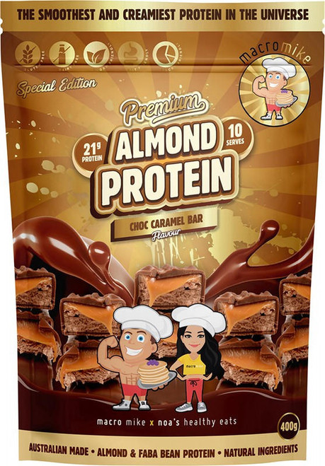  Macro Mike Premium Almond Protein Choc Caramel Bar 400g 