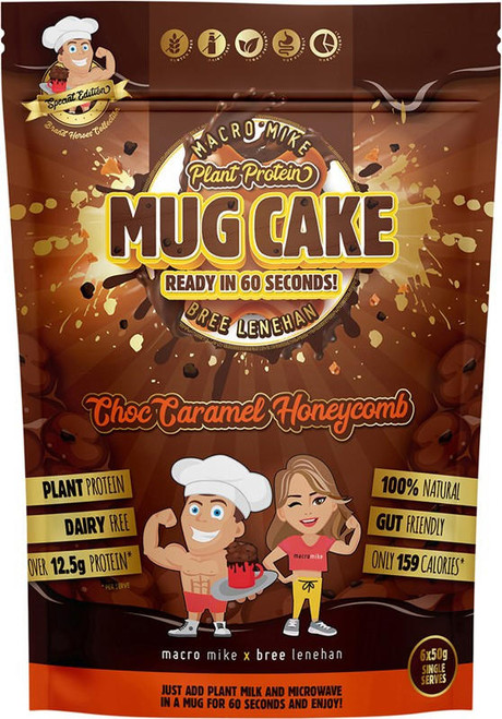  Macro Mike Mug Cake Mix - Plant Protein Choc Caramel Honeycomb 6x50g 