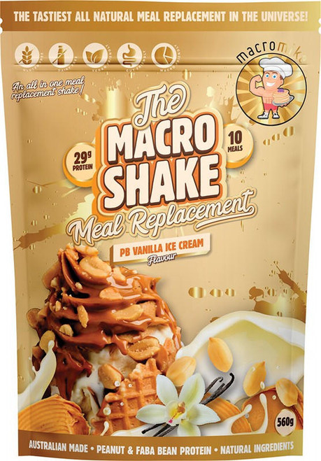  Macro Mike The Macro Shake Meal Replacement PB Vanilla Ice Cream 560g 