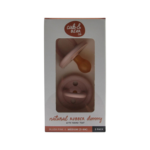 Cub And Bear Co Cub and Bear Co Natural Rubber Dummy Round Teat Medium 3-6 Months Blush Pink Twin Pack