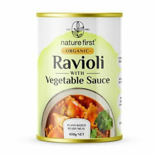  Nature First Plant Based Ravioli with Vegetable Sauce Organic Can 400gm - ON SALE BB 19/01/24 