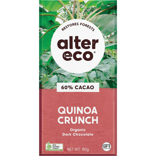  Alter Eco Chocolate Organic Dark Quinoa Crunch 12x80g 