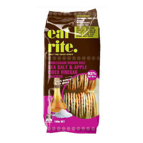 EatRite Eatrite Crackers Brown Rice Sea Salt and Apple Cider Vinegar 100g