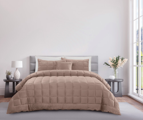 Deluxe Faux Fur Comforter Set Blush Haze - Odyssey