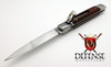 GOM INOX Italian 8" Lever-Letto Style Automatic Thin Santos Wood Handle Switchblade Knife