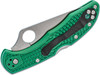 Spyderco Delica 4 Flat Ground VG10 Satin Plain Blade, Green FRN Handles