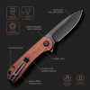 CIVIVI Elementum Flipper Knife Wood Handle (2.96" D2 Blade)