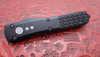 Microtech Jedi Knight Ultratech AUTO OTF Blue Double Edge Dagger Blade, Partial Tri-Grip Aluminum Handles