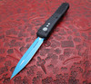 Microtech Jedi Knight Ultratech AUTO OTF Blue Double Edge Dagger Blade, Partial Tri-Grip Aluminum Handles