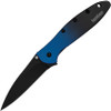 Kershaw Ken Onion Leek Assisted Flipper Knife CPM-MagnaCut Black Plain Blade, Blue/Black Gradient Aluminum Handle