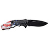Master USA Spring Assisted Knife Patriotic Flag Black Drop Point Blade