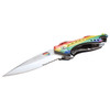 MTech USA Spring Assisted Rainbow Handle Heart Engraved Serrated Blade